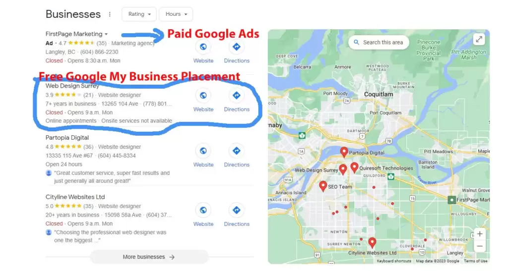 Google My Business services Surrey BC